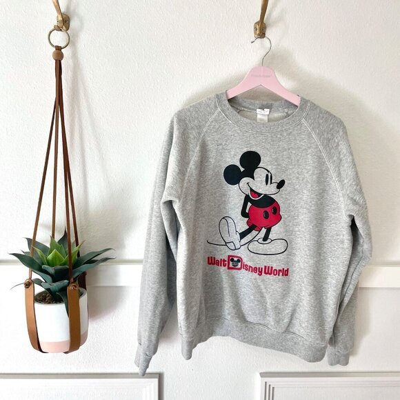 Disney Classic Mickey Mouse Grey Adult Sweatshirt Size M - Picture 1 of 7